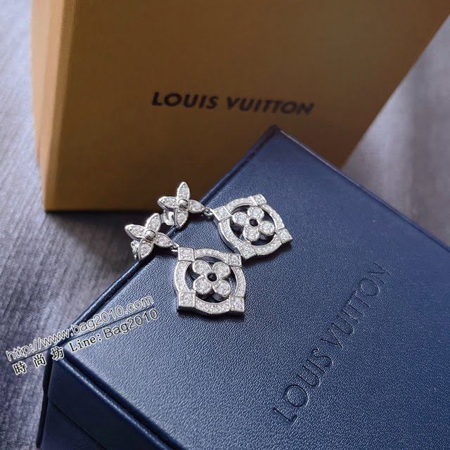 Louis Vuitton純銀飾品 路易威登Color Blossom花朵耳釘 LV字母滿鑽耳環  zglv2103